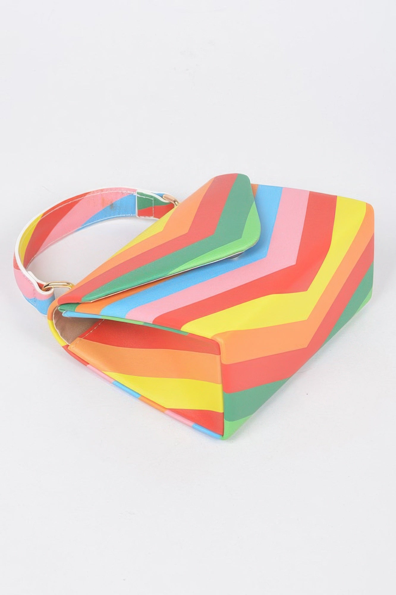 Rainbow Print Top Handle Clutch –