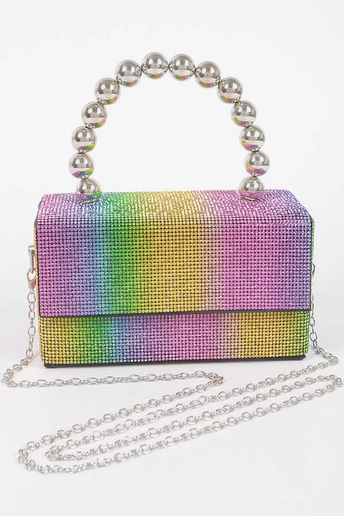 Rhinestone Ball Chain Handle Bag –