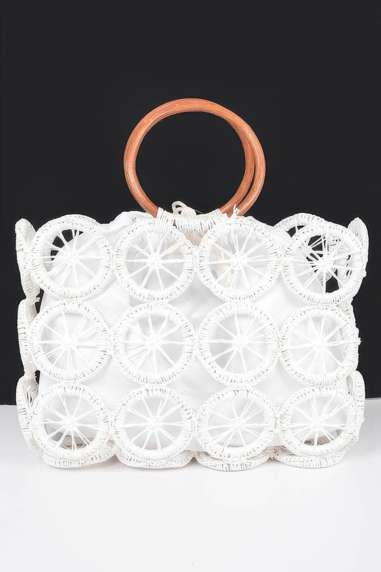 Monotone Crochet Handbag – White