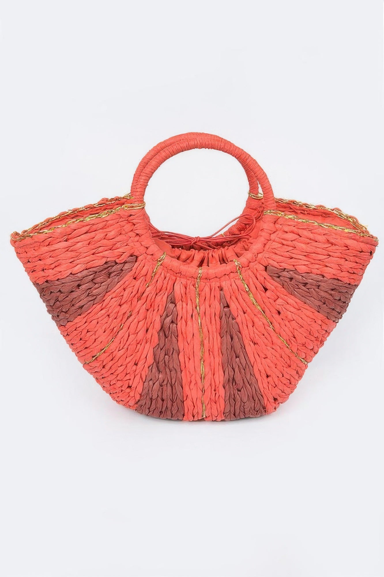 Two Tone Straw Tote Bag – Orange