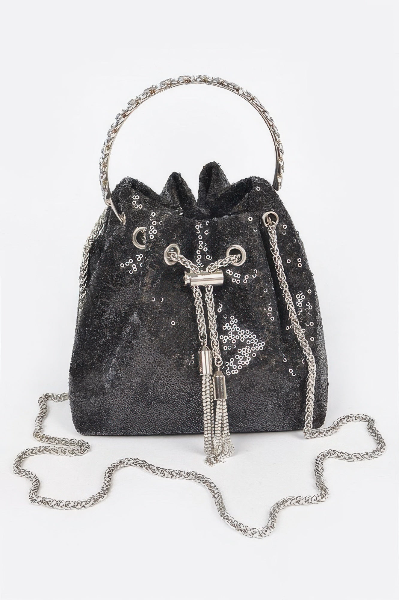 Sequins Bucket Bag W/stone Handle –
