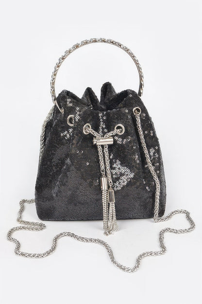 Sequins Bucket Bag W/stone Handle –