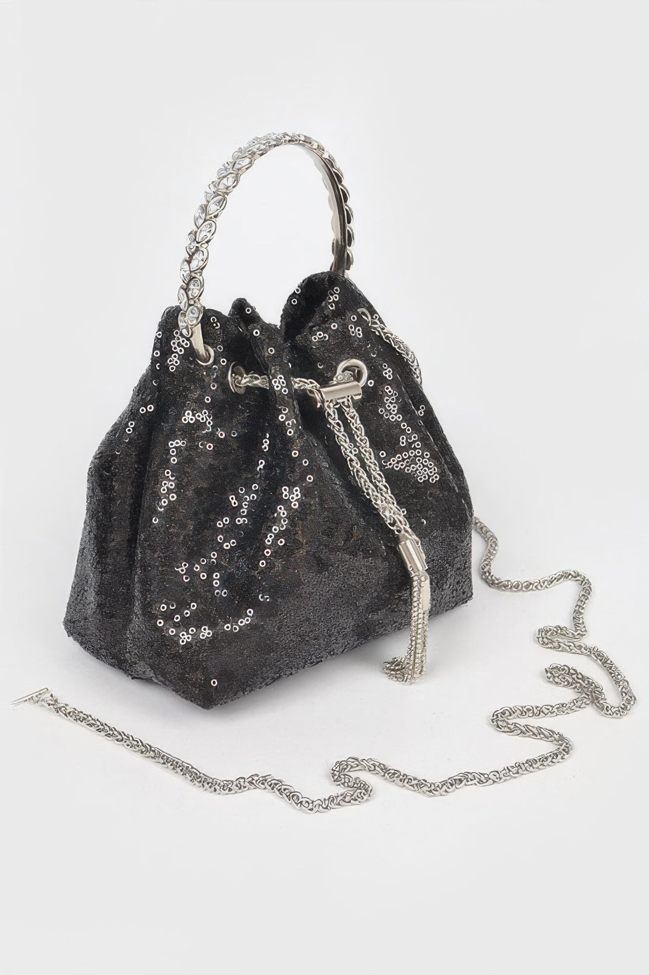 Sequins Bucket Bag W/stone Handle –