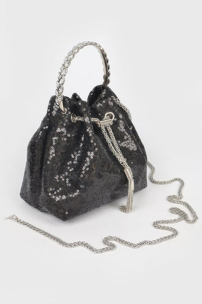 Sequins Bucket Bag W/stone Handle –