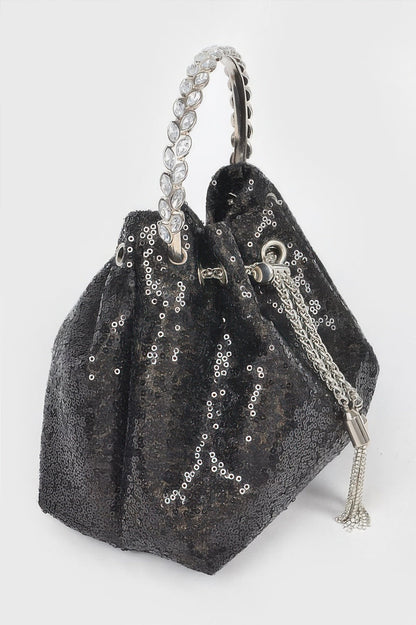 Sequins Bucket Bag W/stone Handle –