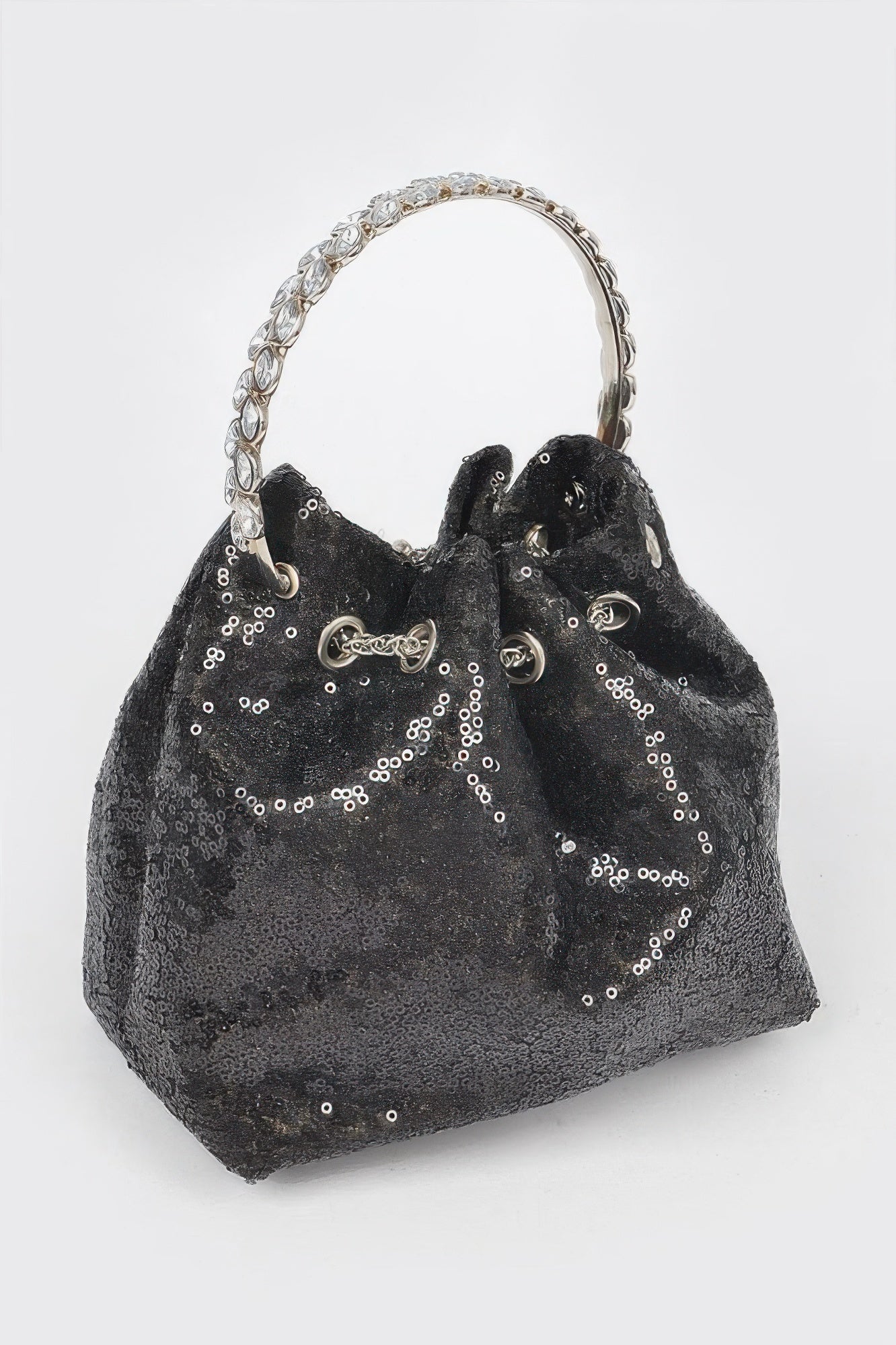 Sequins Bucket Bag W/stone Handle –