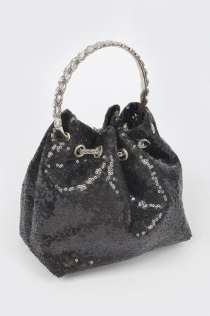 Sequins Bucket Bag W/stone Handle –