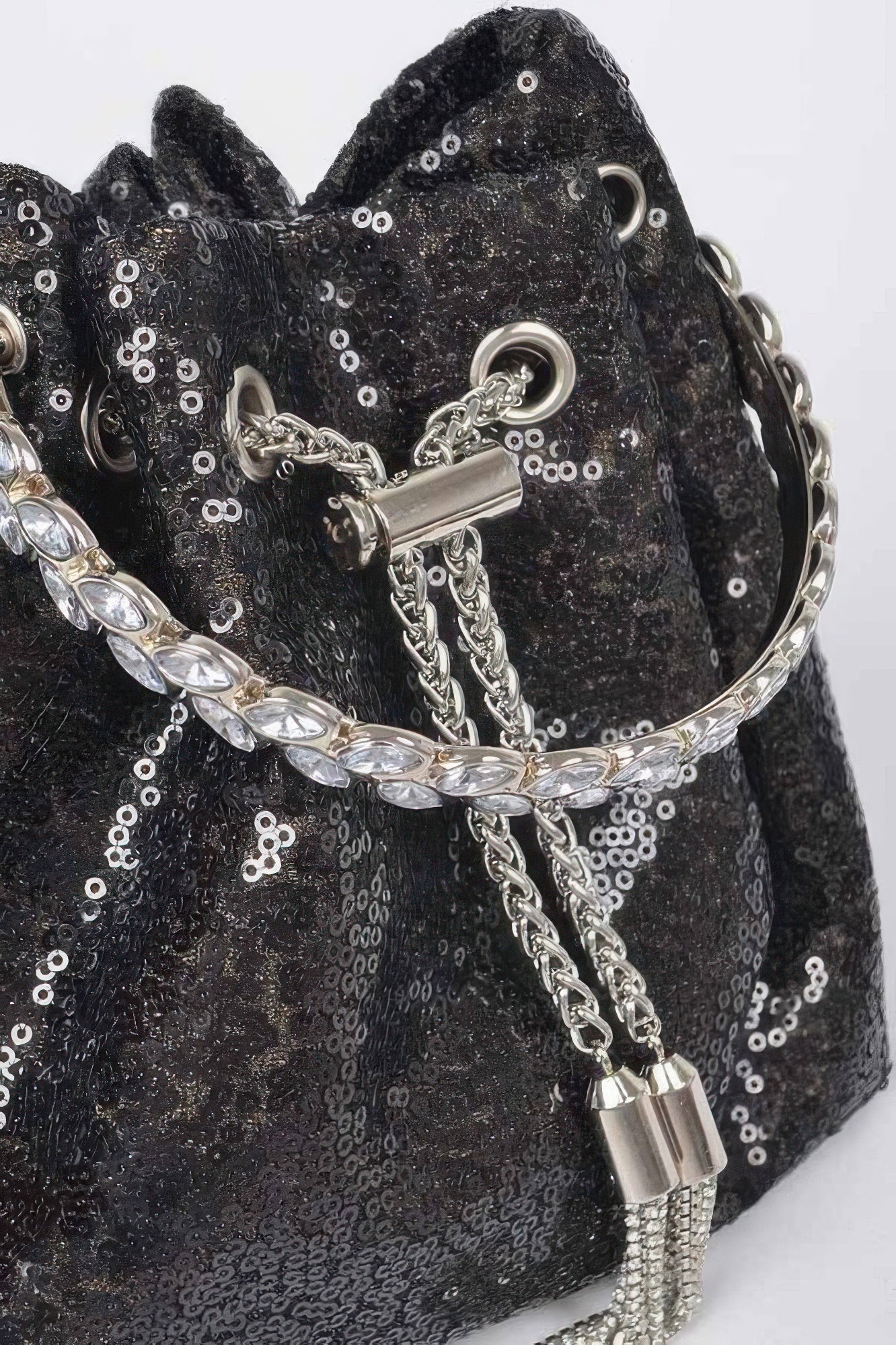 Sequins Bucket Bag W/stone Handle –