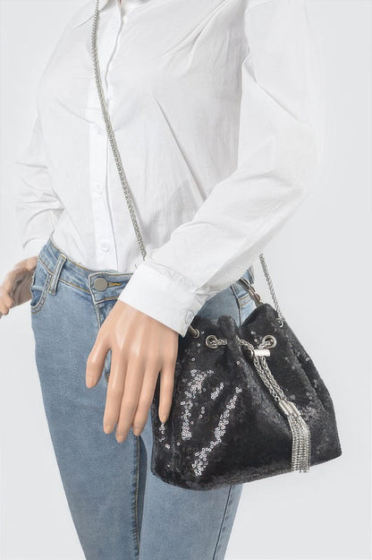 Sequins Bucket Bag W/stone Handle –