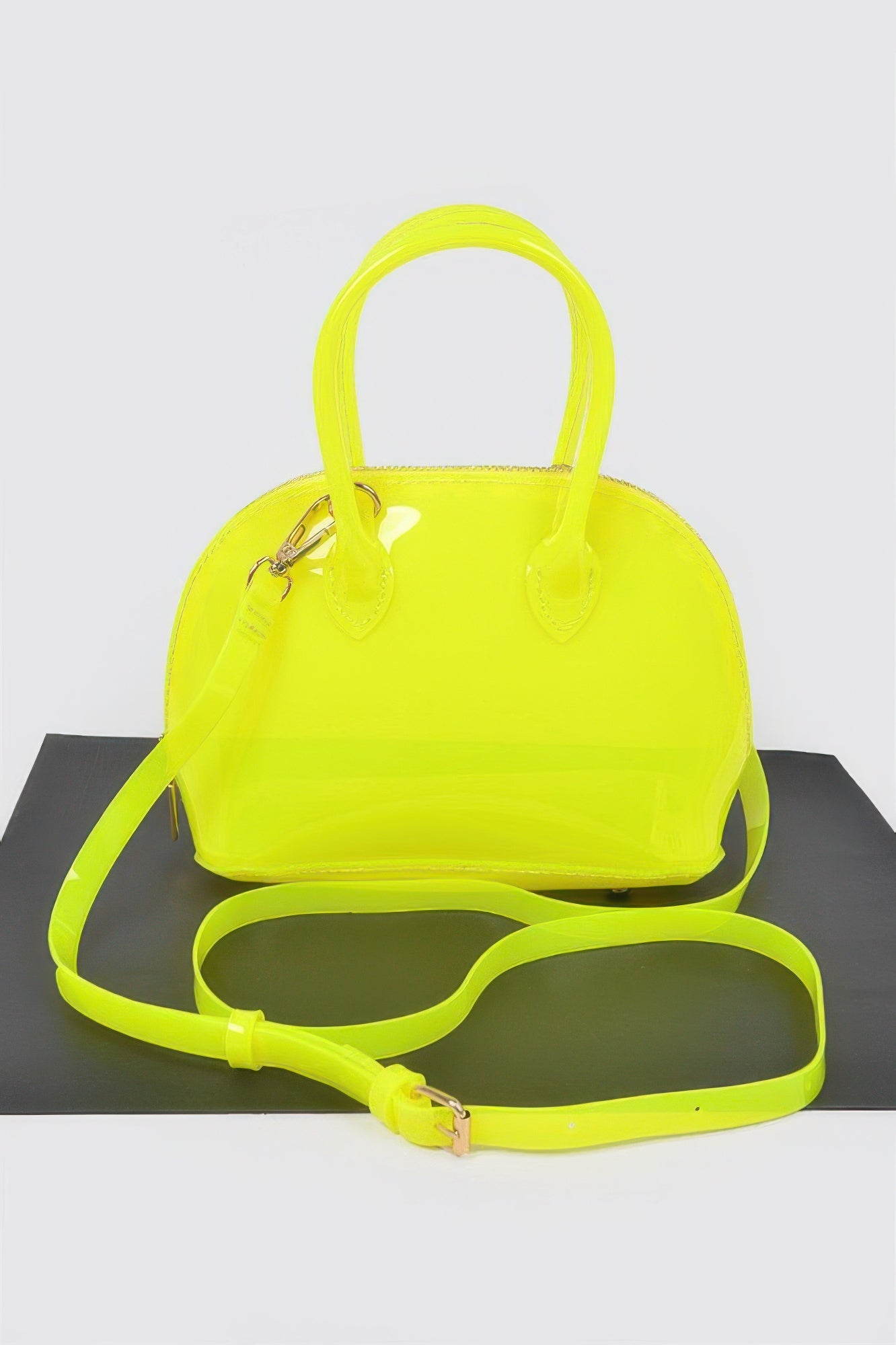 Clear Handle Crossbody Bag – Neon Yellow
