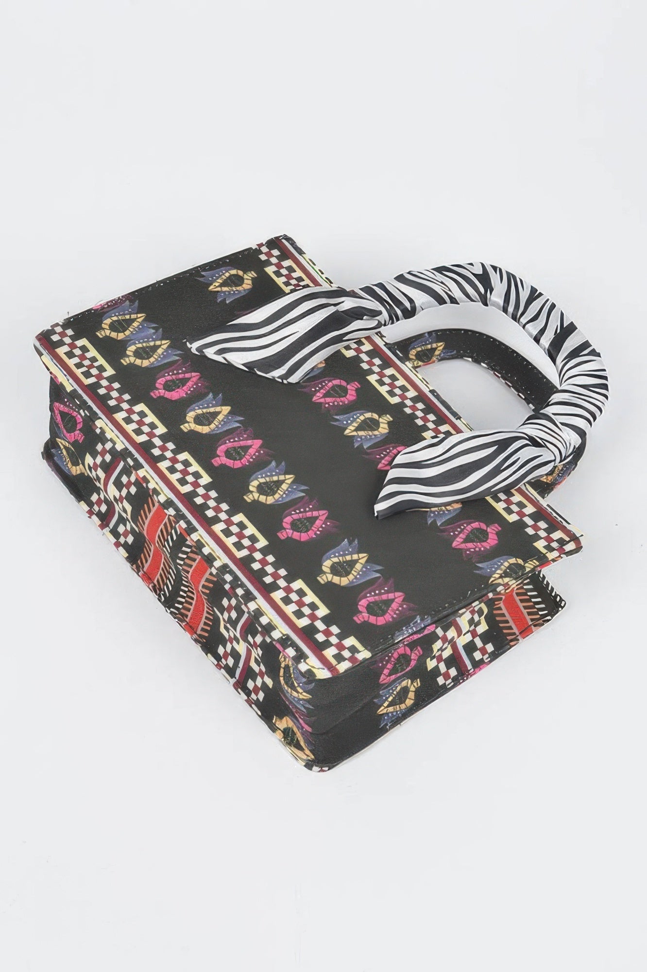 Multi Color Scarf Handle Mini Tote Bag –