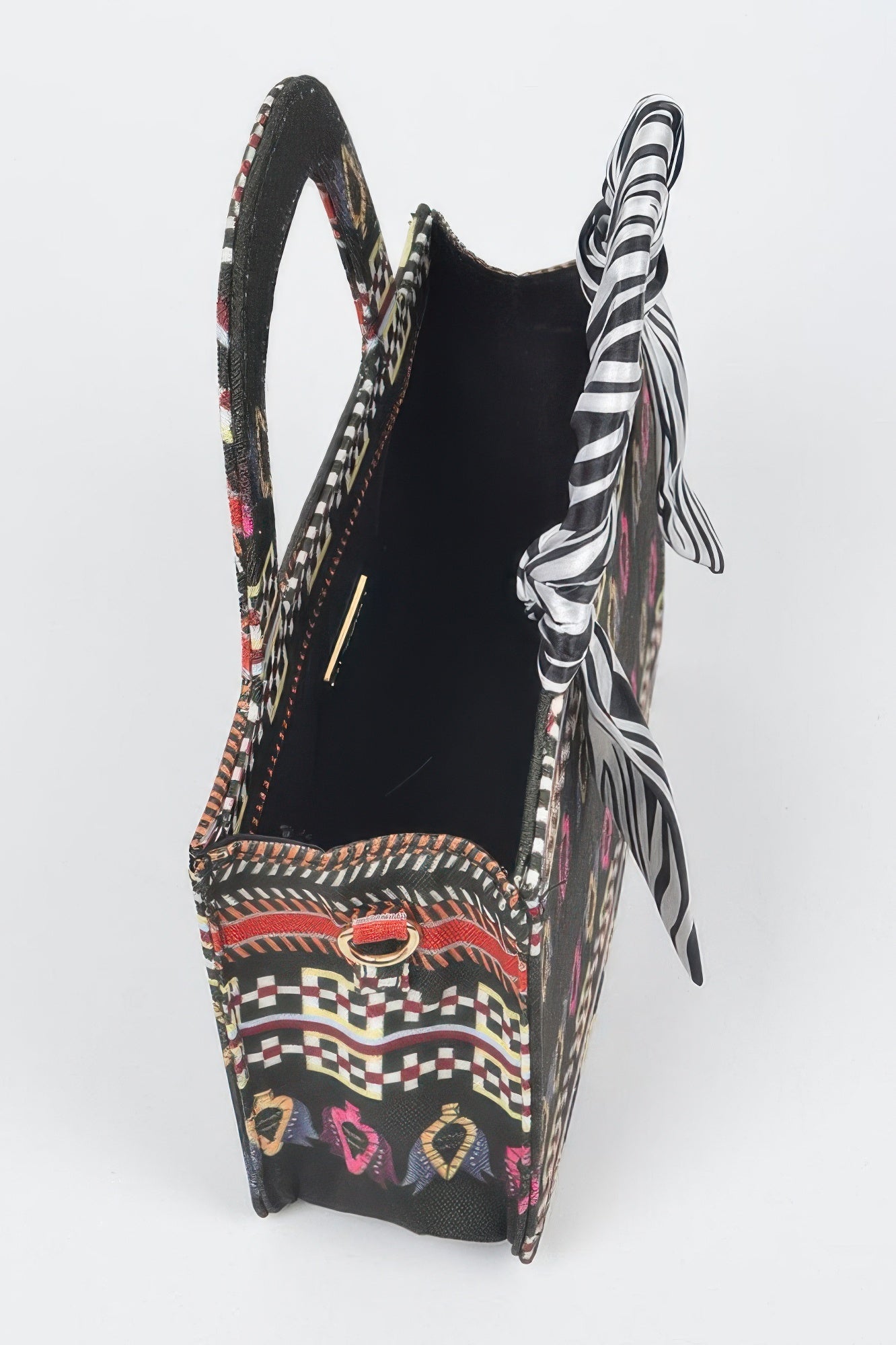 Multi Color Scarf Handle Mini Tote Bag –