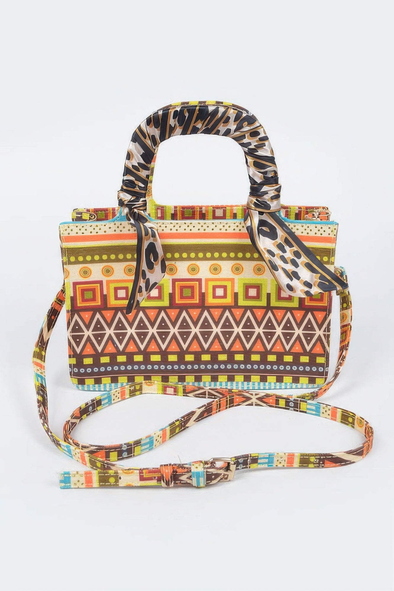 Multi Color Scarf Handle Mini Tote Bag –