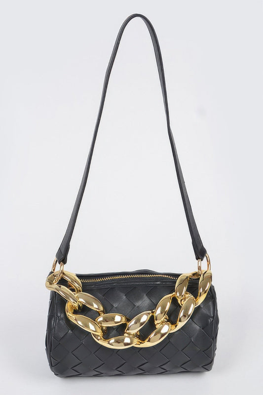 Braided Crossbody Bag W/oversized Chain