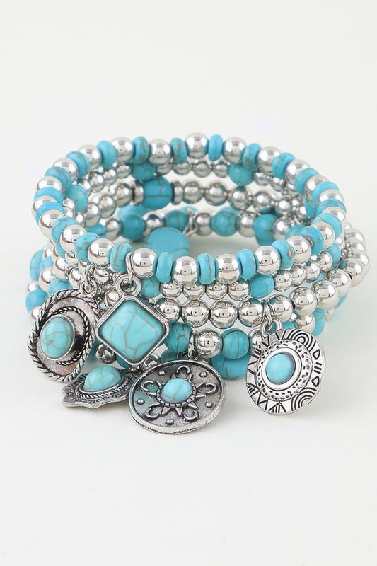 Antique Summer Hat Beaded Bracelet – Turquoise