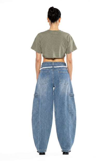 Rebel Echo Cropped Graphic Tee – Sage Combo