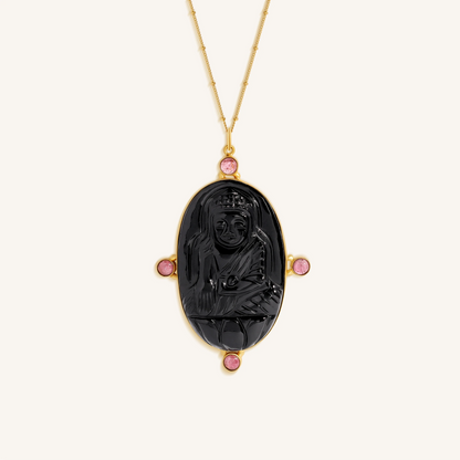 Peaceful Radiance Buddha Onyx & Tourmaline Necklace – Necklaces - Womens