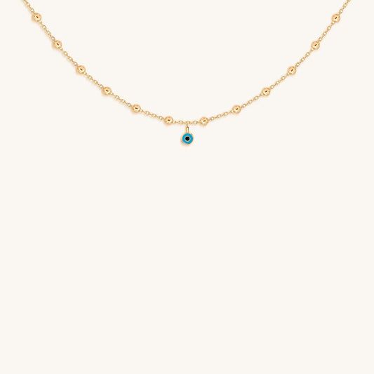Glowing Perspective - Turquoise Enamel Evil Eye Necklace