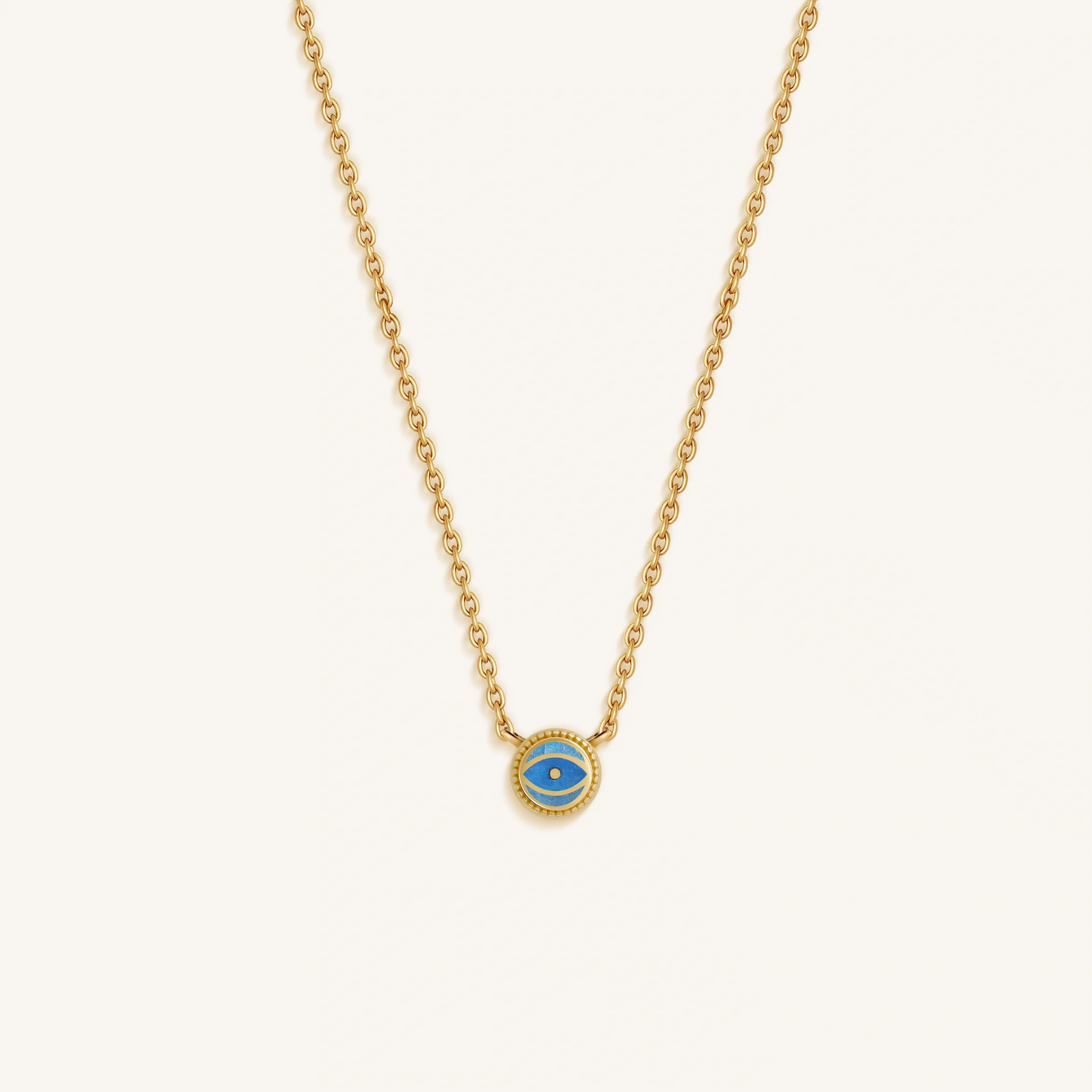 Tidal Serenity - Aquamarine March Birthstone Evil Eye Gold Necklace – Necklaces - Womens