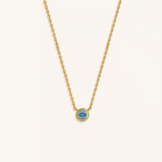 Tidal Serenity - Aquamarine March Birthstone Evil Eye Gold Necklace – Necklaces - Womens