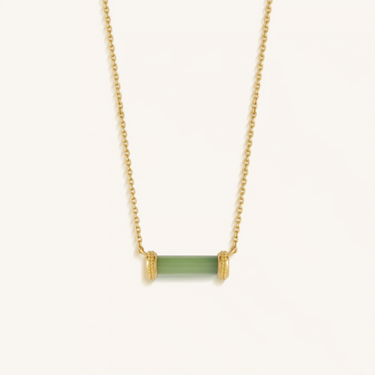 Harmonious Path Jade Inlay Gold Necklace – Necklaces - Womens
