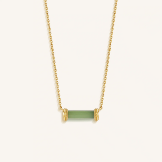 Harmonious Path Jade Inlay Gold Necklace – Necklaces - Womens