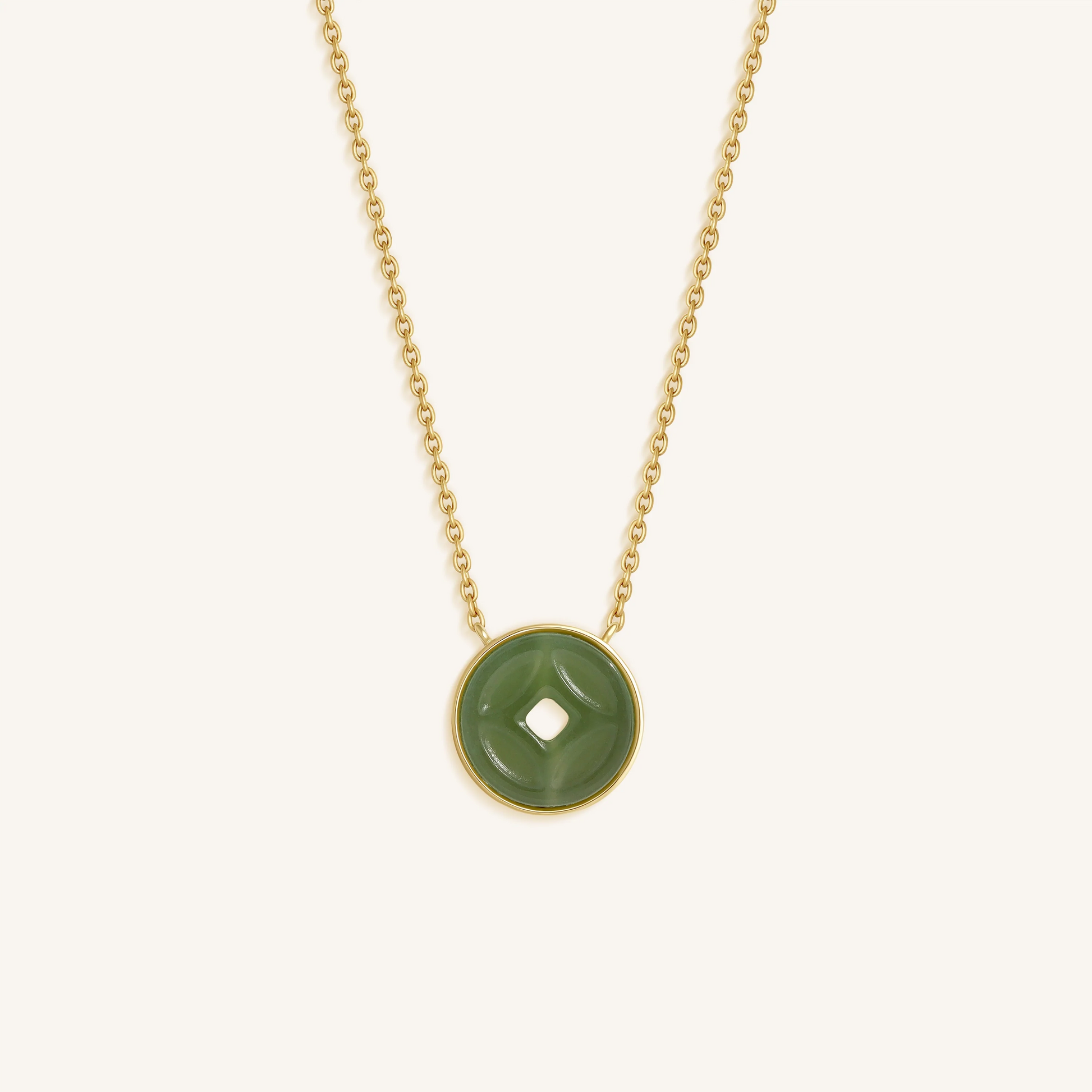 Prosperity Line Jade Lucky Coin Necklace – Necklaces - Womens