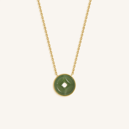 Prosperity Line Jade Lucky Coin Necklace – Necklaces - Womens