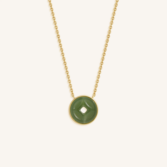 Prosperity Line Jade Lucky Coin Necklace – Necklaces - Womens