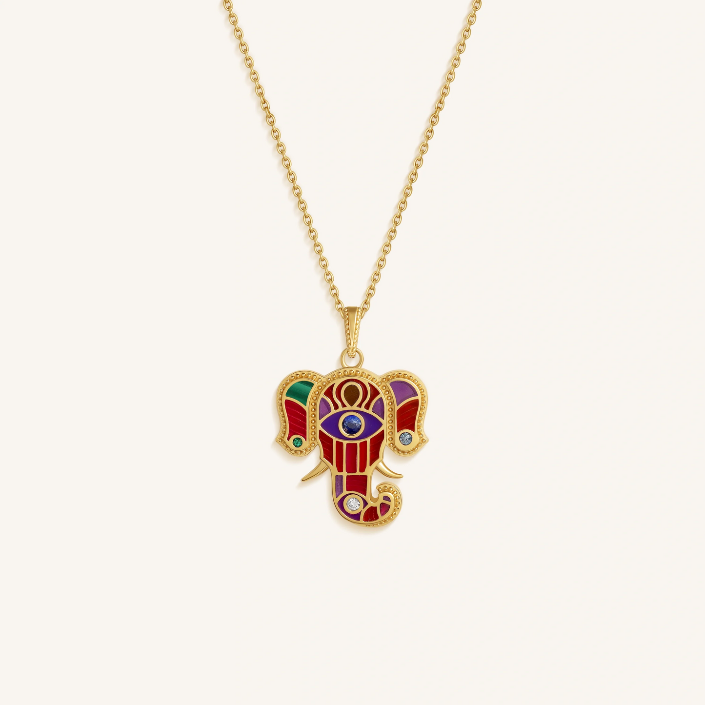 Regal Harmony Elephant Multi-Gemstone Necklace – Necklaces - Womens