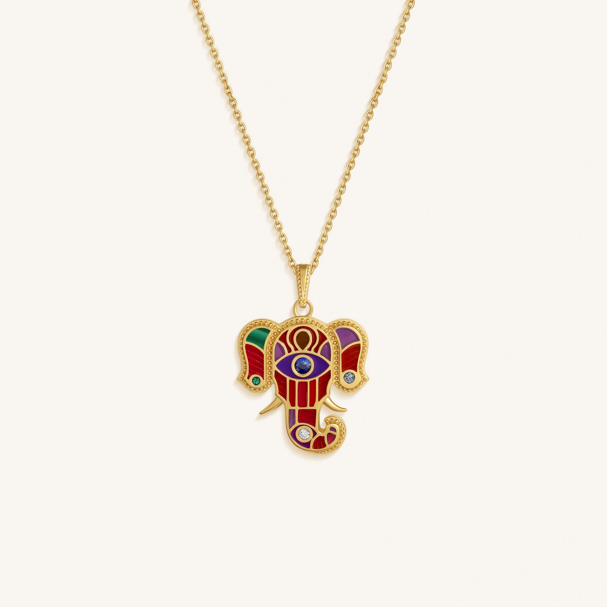 Regal Harmony Elephant Multi-Gemstone Necklace – Necklaces - Womens