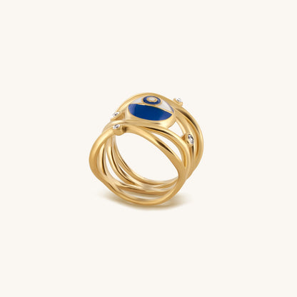 Guarded Serenity Gold Evil Eye Ring