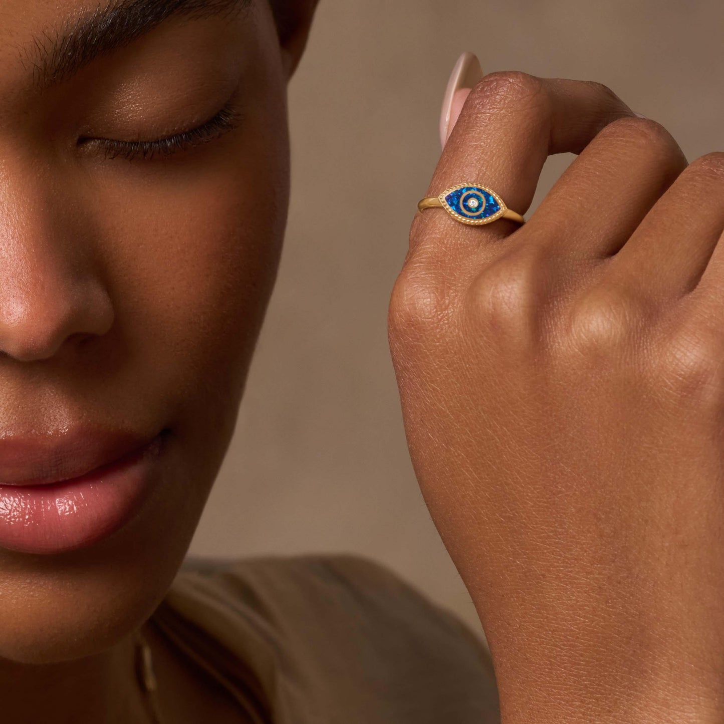 Prophetic Soul Lab Blue Opal Evil Eye Ring – Rings - Womens
