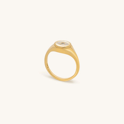 Success Enhancer Evil Eye Mother of Pearl Ring – Rings - Womens