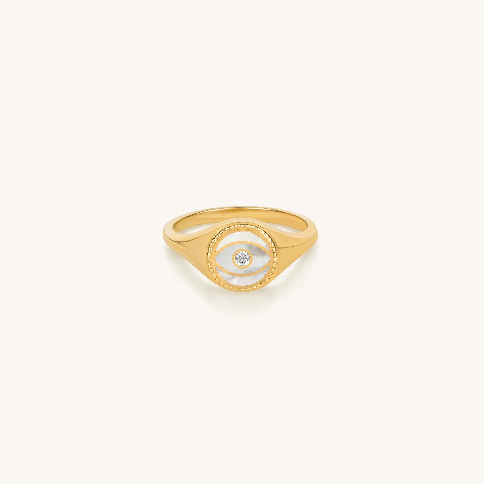 Success Enhancer Evil Eye Mother of Pearl Ring – Rings - Womens