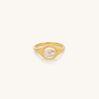 Success Enhancer Evil Eye Mother of Pearl Ring – Rings - Womens