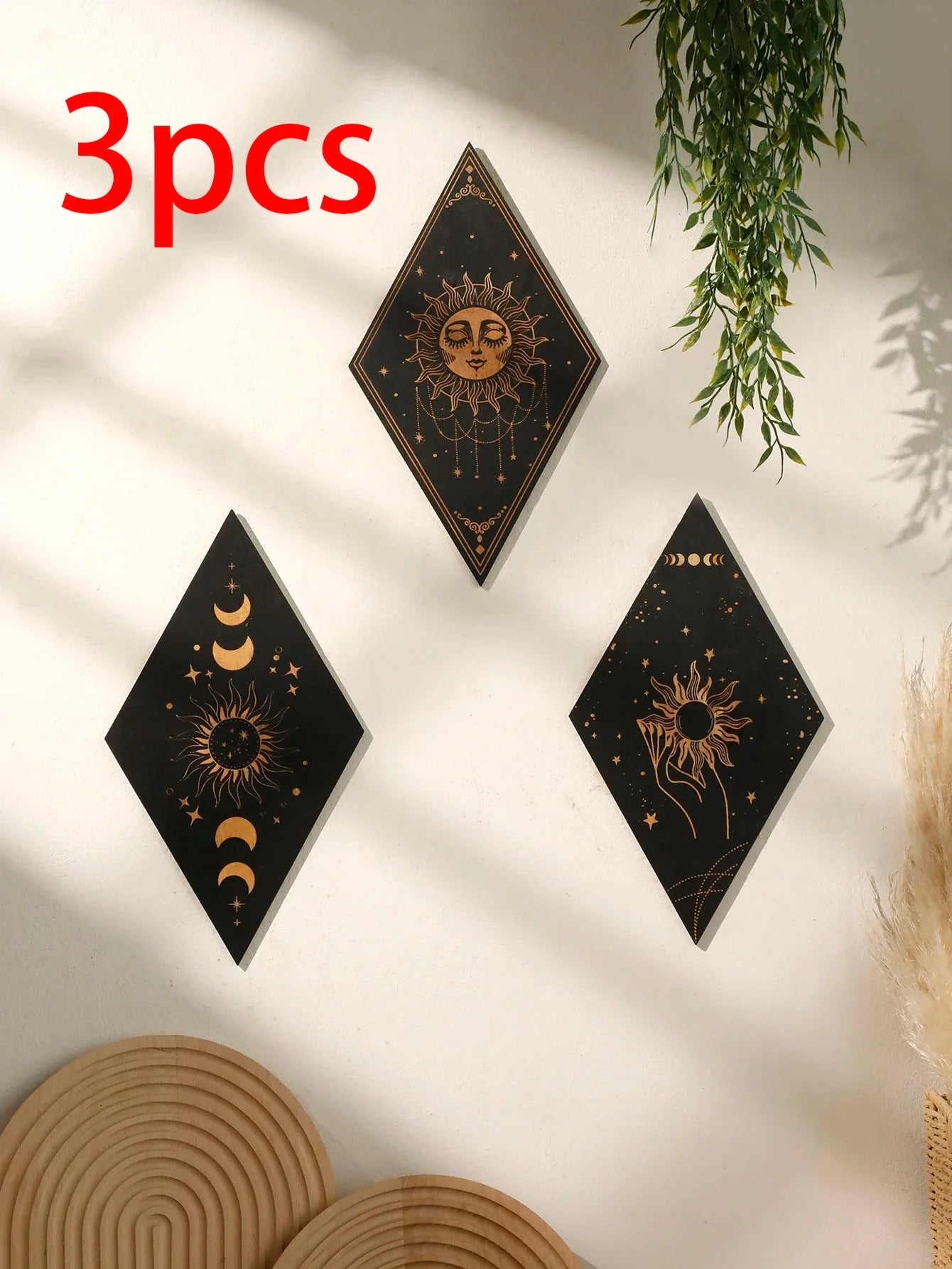 Wood Witchy Wall Plaques – 3 PC SET home decor