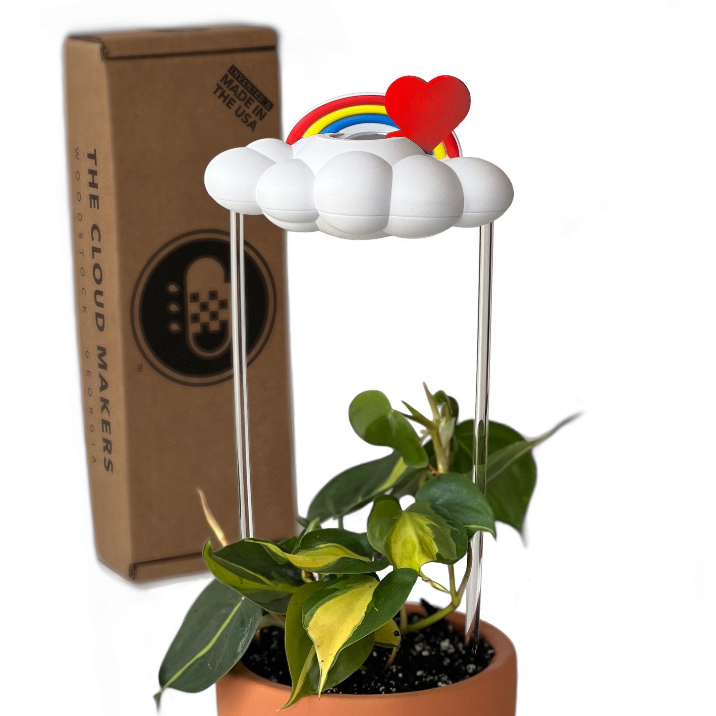 Original Dripping Rain Cloud with Red Heart and Rainbow Charms – Clouds