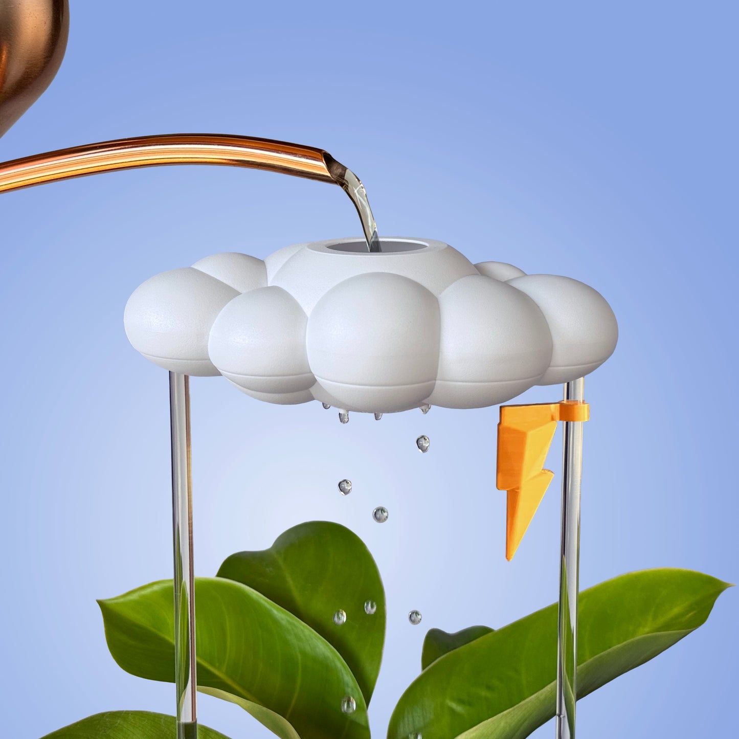 Original Dripping Rain Cloud with Lightning Bolt Charm – houseplant accessory
