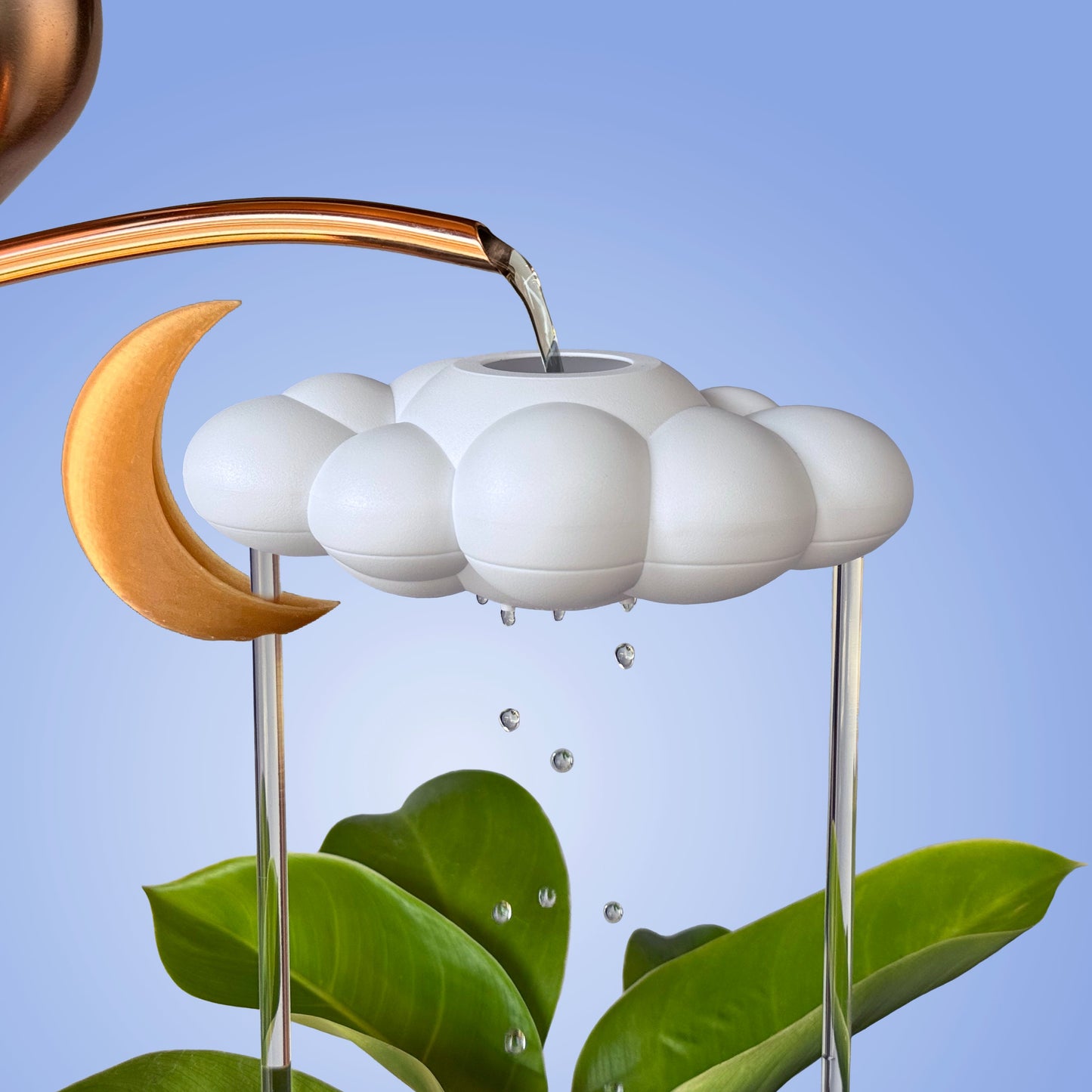 Original Dripping Rain Cloud with Moon Charm – houseplant accessory