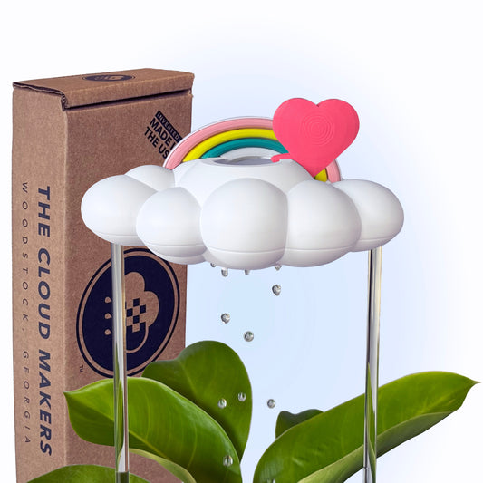 Original Dripping Rain Cloud with Pink Heart and Pastel Rainbow Charms – Clouds