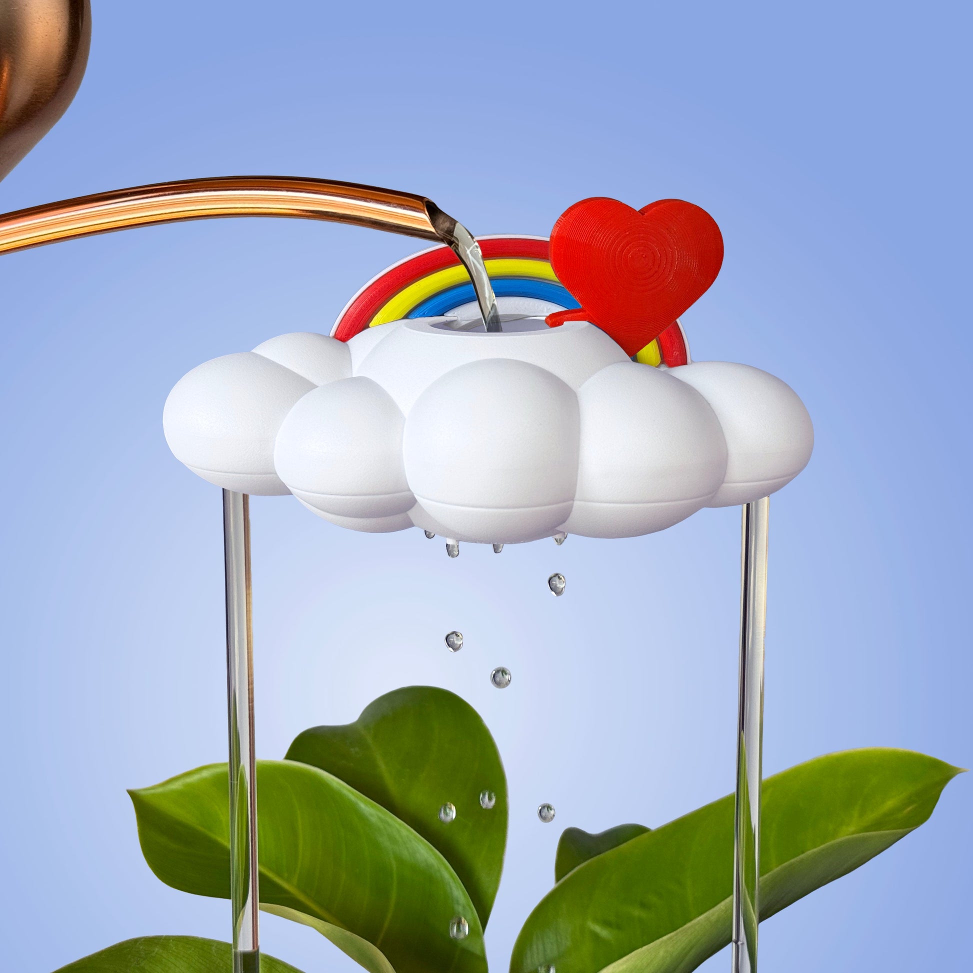 Original Dripping Rain Cloud with Red Heart and Rainbow Charms – Clouds