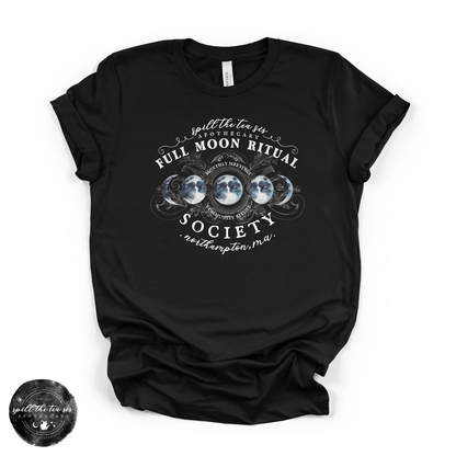 White Full Moon Ritual Tee | Celestial Graphic T-Shirt – Black