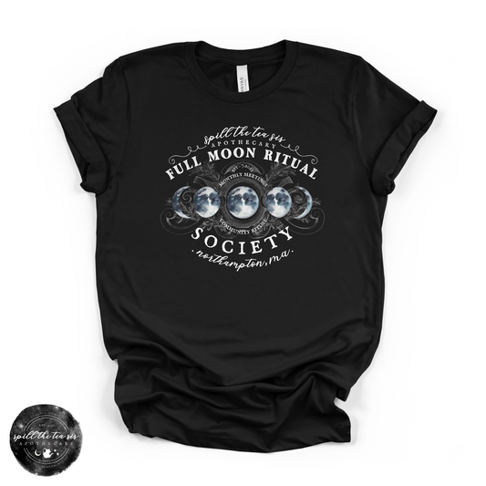 White Full Moon Ritual Tee | Celestial Graphic T-Shirt – Black