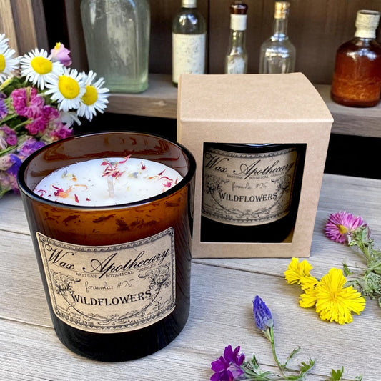 9 oz Wildflowers Artisan Amber Glass Candle – Candle
