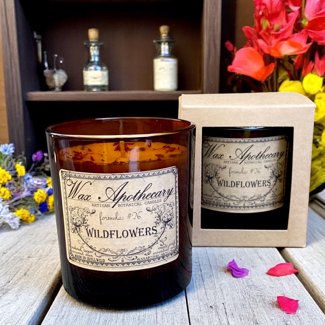 9 oz Wildflowers Artisan Amber Glass Candle – Candle