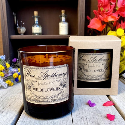9 oz Wildflowers Artisan Amber Glass Candle – Candle