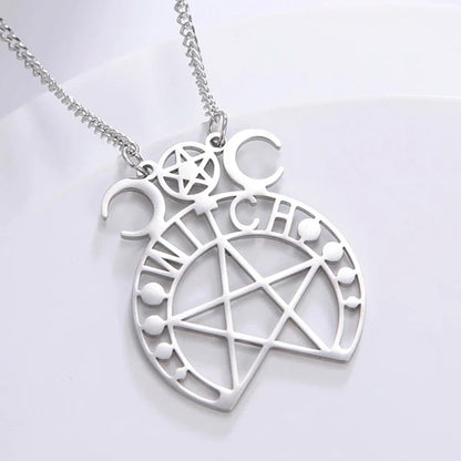 Pentacle Symbols Necklace – D - Silver necklace
