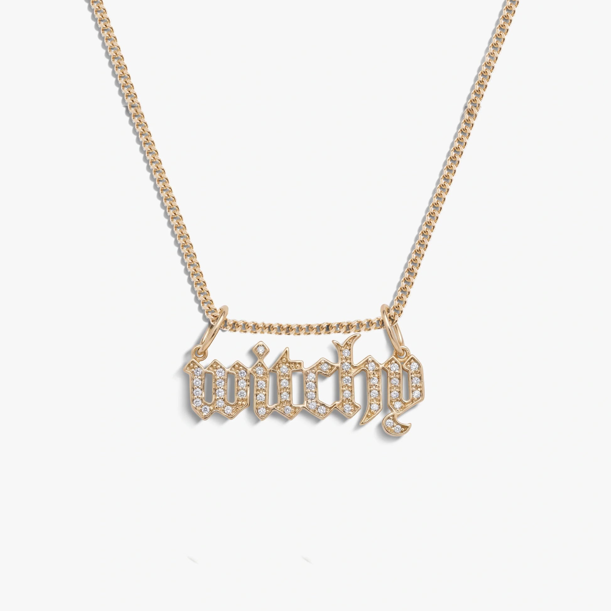 Witchy Nameplate Cuban Necklace – 14K Gold Vermeil Necklaces