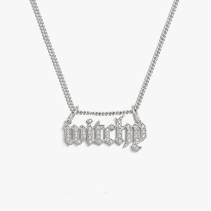 Witchy Nameplate Cuban Necklace – 925 Sterling Silver Necklaces